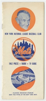 1962 New York Mets Media Guide With Rare Rookie Insert